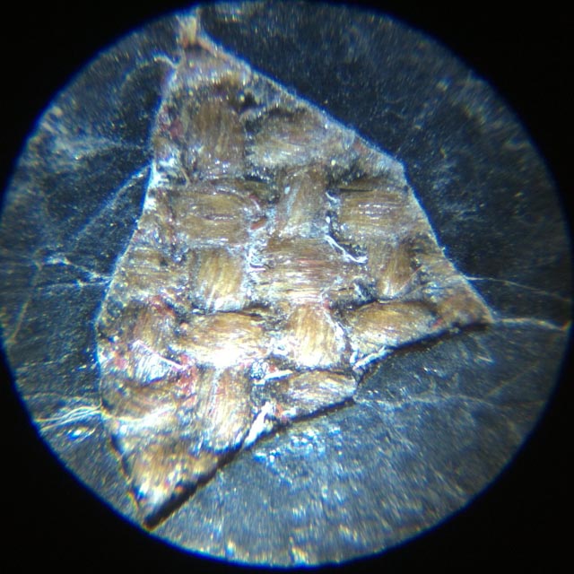 Lacune de matière picturale sous microscope